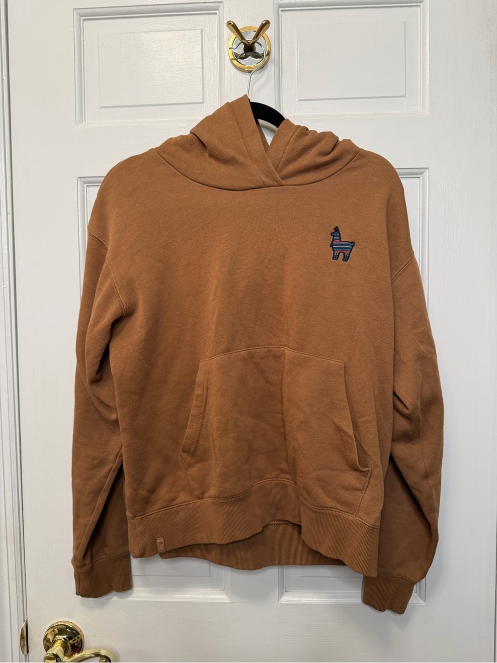 Tentree Organic Cotton Brown Hoodie Sweatshirt Llama Logo Size Large